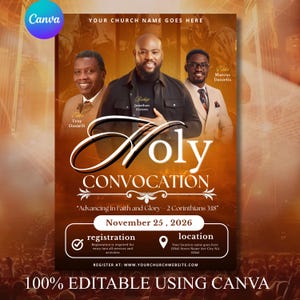 Holy Convocation Flyer Template | Editable Canva Church Flyer | Christian Conference Poster | Ministry Event Flyer | Instant Download