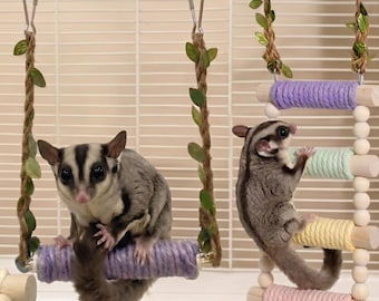 Sugar Glider Cage Gungstege: Naturlig Träsittpinne för Små Husdjur