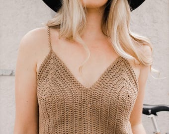 Patrón de top de crochet sin mangas en PDF / Top corto de verano para principiantes / Camiseta de tirantes ajustables / Ropa de mujer para hacer tú misma
