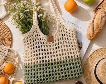 Crochet Market Bag Pattern, Reusable Grocery Tote PDF, Farmers Market Net Bag, Eco Friendly Shopping Bag, Instant Download
