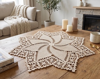 Crochet Spiderweb Table Topper Pattern, Gothic Lace Doily, Halloween Decor (PDF)