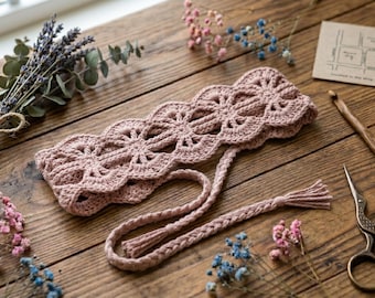 Floral Lace Headband Crochet Pattern, Boho Hair Accessory, Beginner Friendly PDF