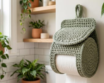 Crochet Toilet Paper Holder Cover Pattern, Cotton Yarn Bathroom Decor (PDF Download)