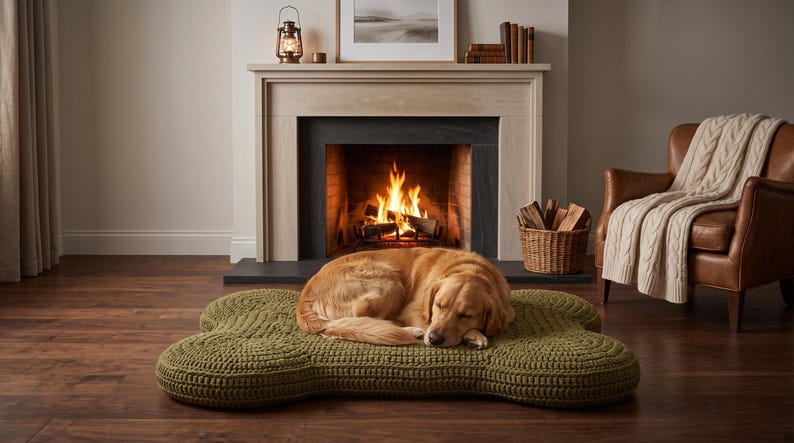 Crochet Bone Pet Mat Pattern, Chunky Yarn Dog Rug (PDF Download) image 3