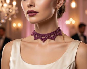 Crochet Lace Choker Pattern, Vintage Necklace PDF, Beginner Friendly