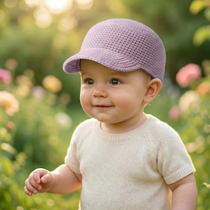 Modello per cappellino da baseball all'uncinetto, visiera per bambini, facile da scaricare in PDF