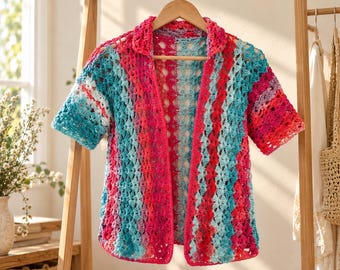 Lacy Crochet Cardigan Pattern, Open Front Top, Summer Layering (PDF)