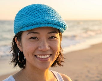 Heritage Flat Cap Crochet Pattern, Vintage Style Hat for Beginners (PDF)