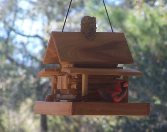 Rustic Log  Cabin Feeder