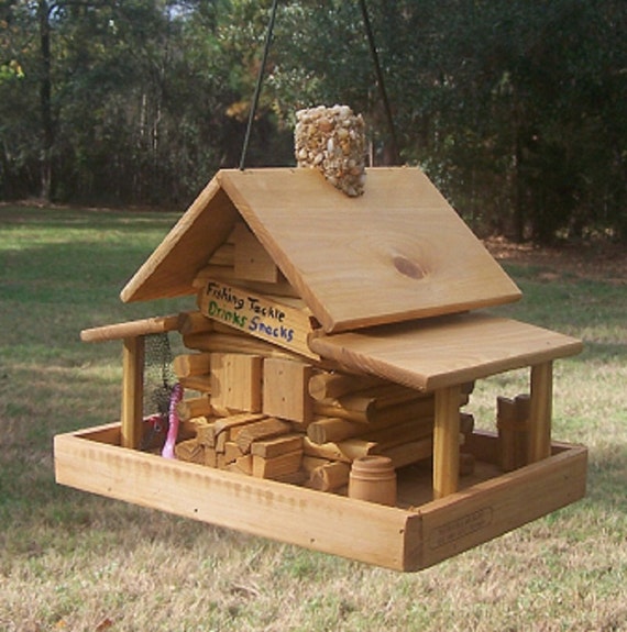 Log Cabin Bait Store Bird Feeder Etsy
