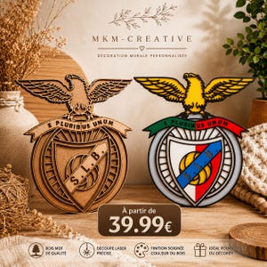 May include: Two wooden wall decorations featuring eagle emblems and the text "E PLURIBUS UNUM". One is natural wood, the other has a white, red, and yellow design. The text "S.L.B." is visible on both. The decorations are personalized wall decor.