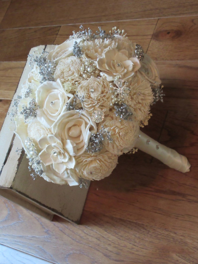 Bouquet Sola flowers Wood Bouquet Ivory Bouquet Alternative Bouquet Sola wood Bouquet bride bouquet wedding bouquet Sola Bouquet