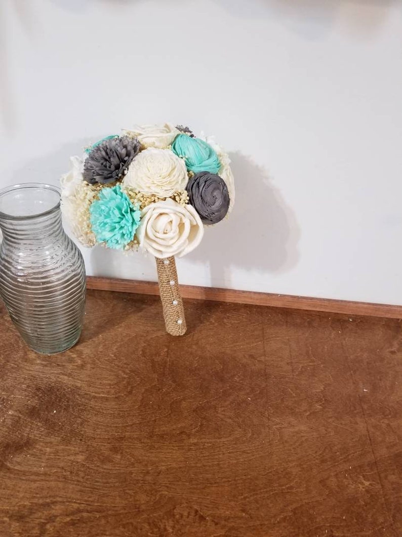 Alternative Bouquet Grey Bouquet Aqua Bouquet Burlap Bouquet Sola flowers sola flowers Wood Bouquet Sola Bouquet bride bouquet