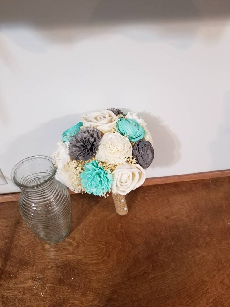 Alternative Bouquet Grey Bouquet Aqua Bouquet Burlap Bouquet Sola flowers sola flowers Wood Bouquet Sola Bouquet bride bouquet