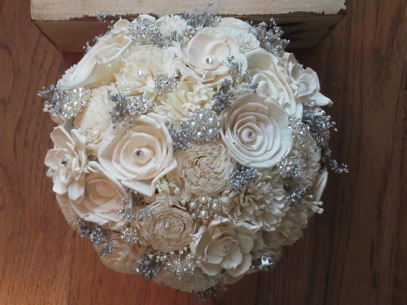 Bouquet Sola flowers Wood Bouquet Ivory Bouquet Alternative Bouquet Sola wood Bouquet bride bouquet wedding bouquet Sola Bouquet