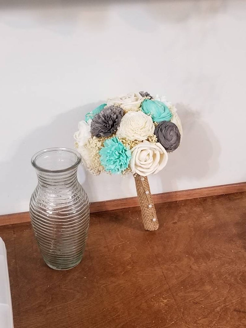 Alternative Bouquet Grey Bouquet Aqua Bouquet Burlap Bouquet Sola flowers sola flowers Wood Bouquet Sola Bouquet bride bouquet