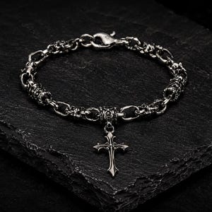 Gothic Cross Chain Bracelet – Stainless Steel Punk Bracelet for Men & Women | Alternative Jewelry