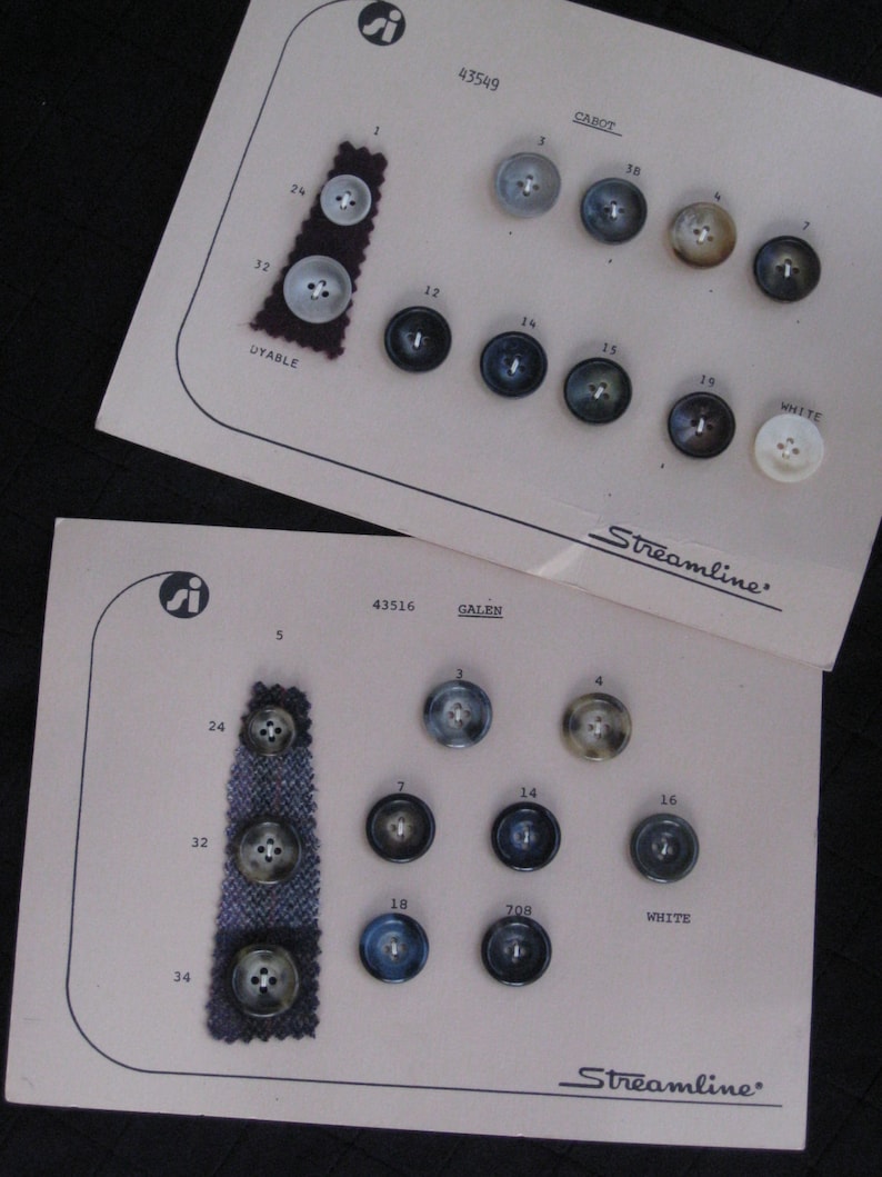 2 Vintage Salesman Sample Button Cards Streamline Brand Browns, Tans, Grey, Navy Revised Listing Notions, Supplies image 1