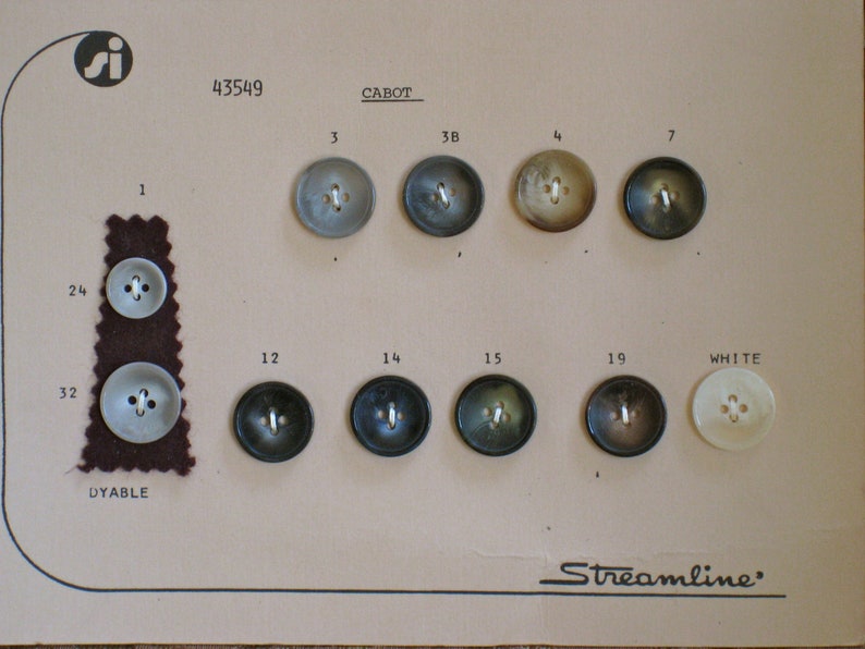 2 Vintage Salesman Sample Button Cards Streamline Brand Browns, Tans, Grey, Navy Revised Listing Notions, Supplies image 3