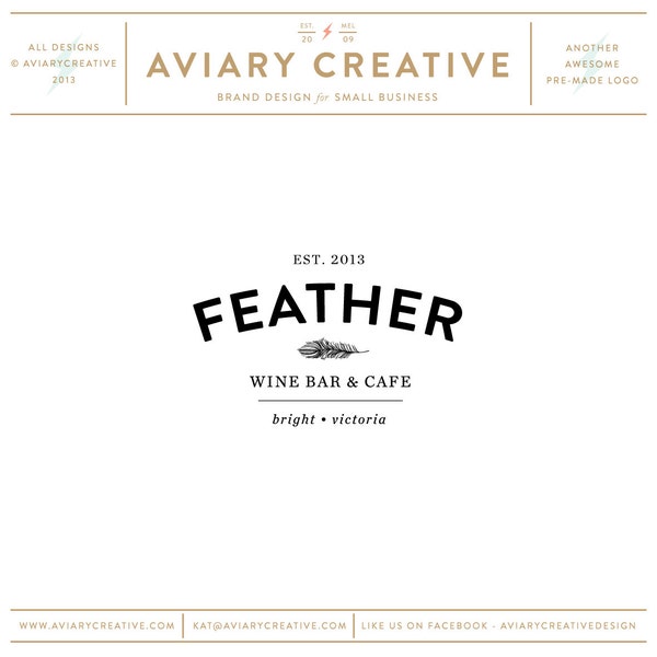 Boutique Pre-made Logo Design "Feather" Graphic Design / Custom Brand Design