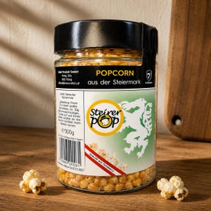 Steirischer Popcornmais 300g im Glas - Frisch selber poppen |  Party Snack | Geschenk für Filmabend & Freunde, Familie | Steirer Mais