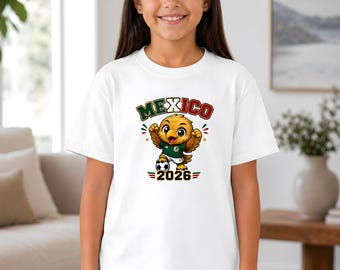 Camiseta de la selección juvenil de fútbol de México 2026, Comfort Colors 9018, camiseta para niños aficionados al fútbol, camiseta para el día del partido.