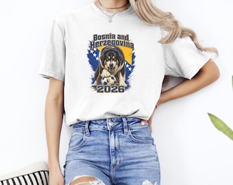 Bosnia and Herzegovina Soccer 2026 Shirt, Comfort C1717, Bosnia and Herzegovina Football Fan Tee, Unisex Match Day T-Shirt, Sports Fan Gift