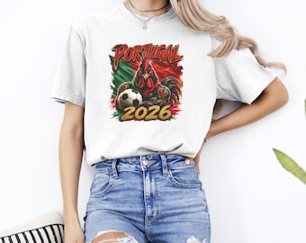 Portugal Soccer 2026 Shirt, Comfort Colors 1717, Portugal Football Fan Tee, Unisex Garment Dyed T-Shirt, Sports Fan Gift, Match Day Shirt