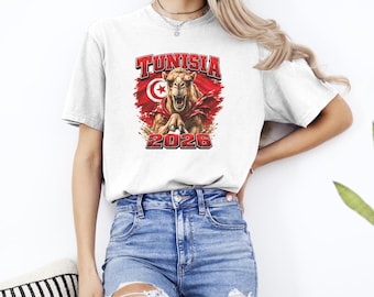 Tunusia Soccer 2026 Shirt, Comfort Colors 1717, Tunusia Football Fan Tee, Unisex Garment Dyed T-Shirt, Sports Fan Gift, Match Day Shirt