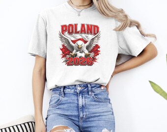 Poland Soccer 2026 Shirt, Comfort Colors 1717, Poland Football Fan Tee, Unisex Garment Dyed T-Shirt, Sports Fan Gift, Match Day Shirt
