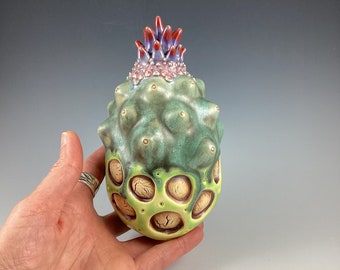 Cosmic Fruit Podling Rattle - Ceramic rattle - Musical instrument - Conversation piece - Unique home decor - Pod art - Visionary art