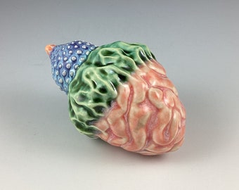 Brainy Heart Podling Rattle - Ceramic rattle - Musical instrument - Conversation piece - Unique home decor - Pod art - Visionary art