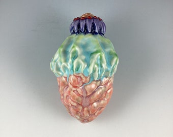 Brainy Heart Podling Rattle - Ceramic rattle - Musical instrument - Brain art - Unique home decor - Pod art - Visionary art