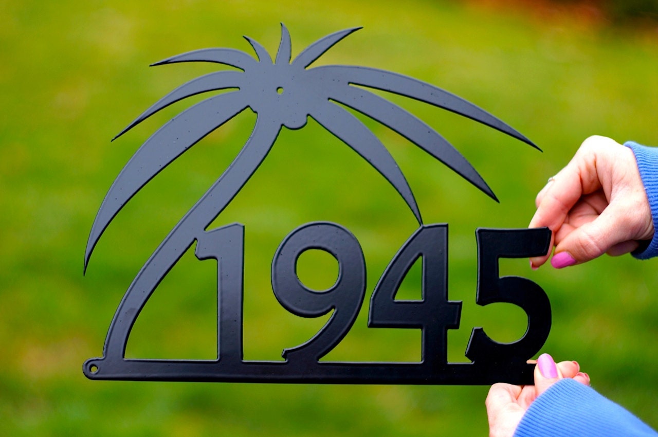 Modern Palm Tree House Numbers. Address Sign House number.