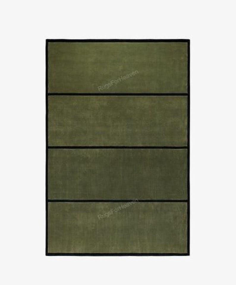 Green Solid Pattern Rug Green Geometric Rug, Hand Tufted Area Carpet, Modern Grid Rug, Bedroom ...