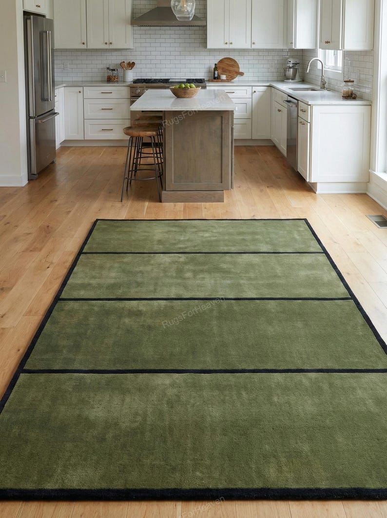 Green Solid Pattern Rug Green Geometric Rug, Hand Tufted Area Carpet, Modern Grid Rug, Bedroom ...