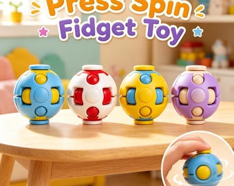 Press to Spin Fidget Toy, 3D Printed Stress Relief Ball, Custom Color Sensory Desk Toy, Spiral Kinetic Spinner Orb, Birthday Gift Men Teens
