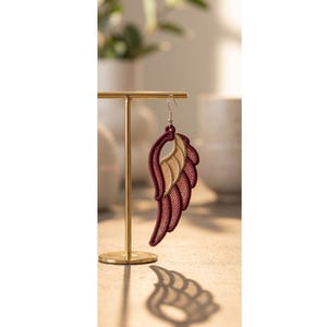 Elegant FSL Angel Wing Earrings Free Standing Lace 4x4 Hoop Machine Embroidery Digital File image 3