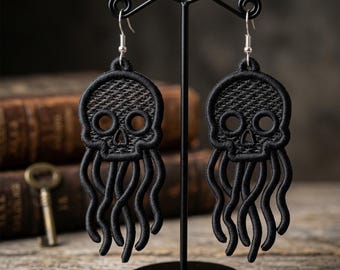 Macabre Ocean Skull Jellyfish FSL Earring Embroidery Design (Digital File)