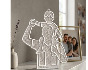 Father Son Shoulder Ride Freestanding Lace Ornament Embroidery Design (Digital Download)