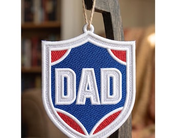Custom Dad Shield Freestanding Lace Ornament Machine Embroidery File (Digital Design)