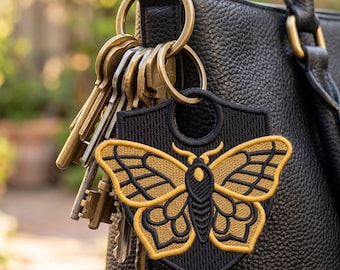 Goth Moth Free Standing Lace Keychain Embroidery Design (Digital File)