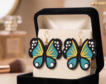 Celestial Butterfly FSL Earrings Machine Embroidery Design 4x4 Hoop Digital Pattern File
