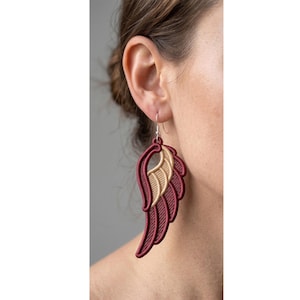 Elegant FSL Angel Wing Earrings Free Standing Lace 4x4 Hoop Machine Embroidery Digital File image 6