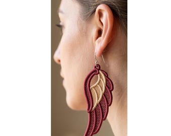 Elegant FSL Angel Wing Earrings Free Standing Lace 4x4 Hoop Machine Embroidery Digital File