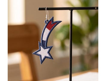 Patriotic Shooting Star Earrings: Freestanding Lace Embroidery Design (Digital File)