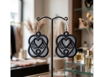 Romantic Heart Lace FSL Earrings Machine Embroidery Design 4x4 Hoop Digital File