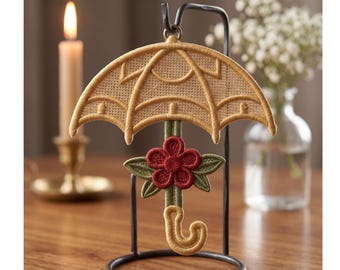 Floral Umbrella Freestanding Lace Embroidery Pattern (Digital Download)