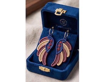 Boho Wing FSL Lace Earrings Machine Embroidery Design 4x4 Hoop Digital Pattern File