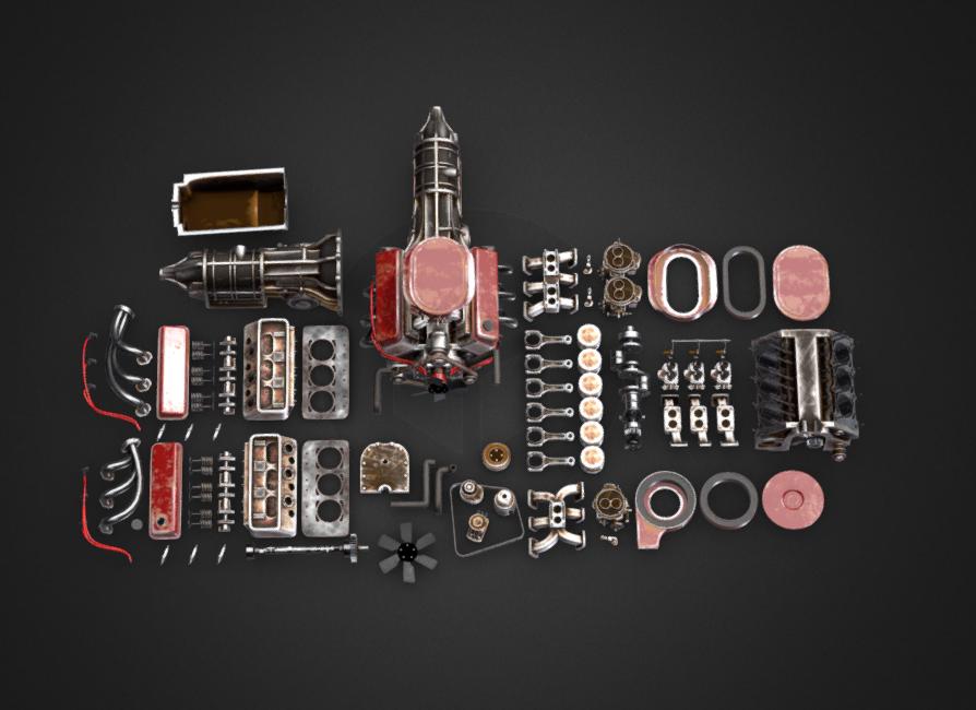 Disassembled V6 Engine Model Kit | STL Digital File | 3D Printable ...